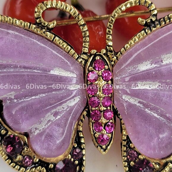 𝅺LILAC Purple Butterfly Brooch Pin - Picture 3 of 9